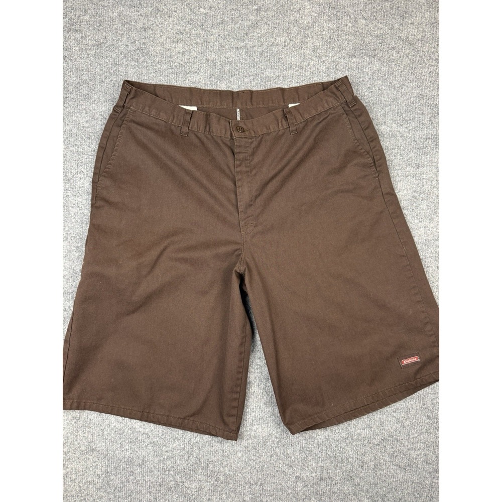 Vintage Dickies Brown Baggy Shorts 90s Mens 34 Oversized Flat Front Workwear